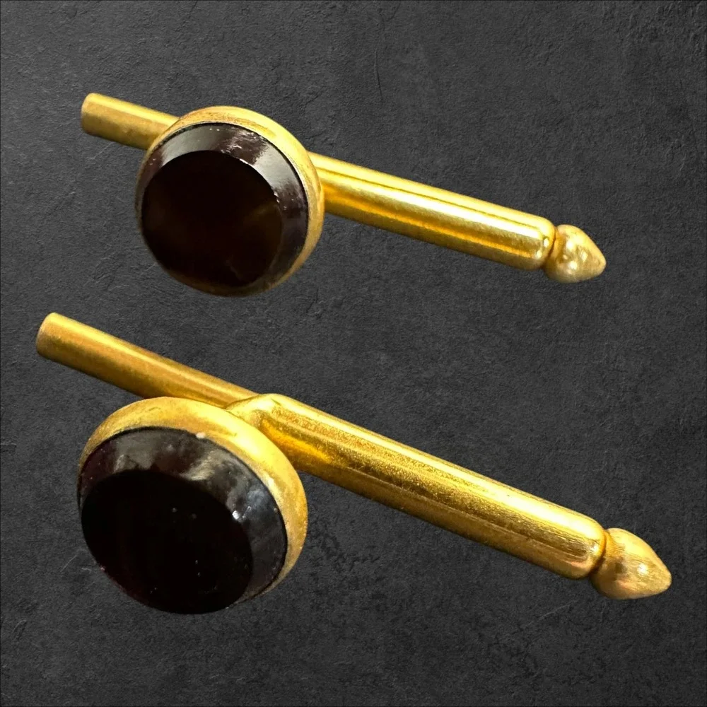 Hickok Shirt Studs‎ Mens Gold Tone w/Red Stone Vintage Tuxedo Formal Dress Groom